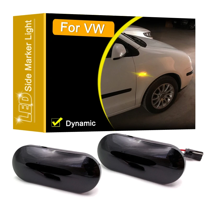 

Smoked Lens Waterproof Dynamic LED Side Fender Marker Lamp Flowing Turn Signal Light For VW Bora Golf3 Golf4 Lupo Passat Polo