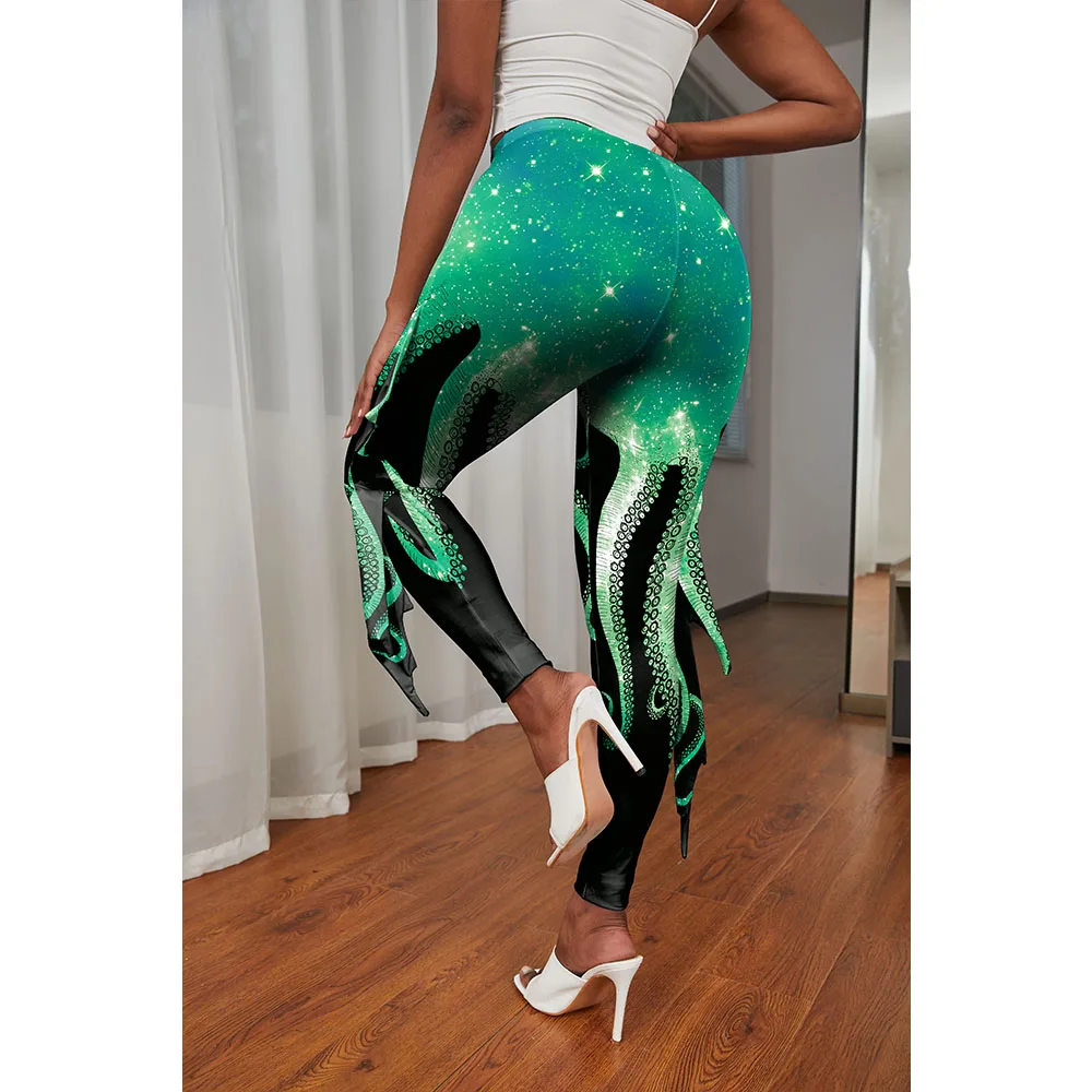 Леггинсы Zawaland женские с высокой талией и принтом русалка