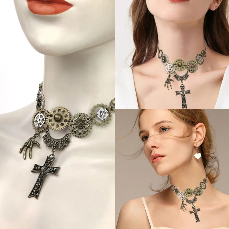 

Жуткое хэллоуинское ожерелье со скелетом в виде креста, костюмированные вечеринки и косплей