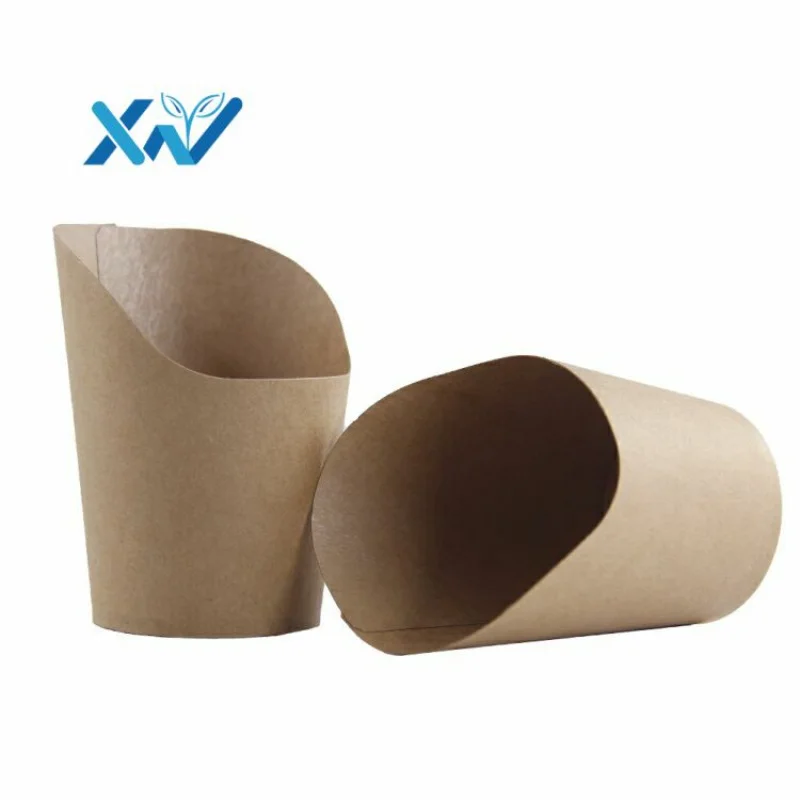 

Custom logo disposable kraft food packaging fries box chip cups