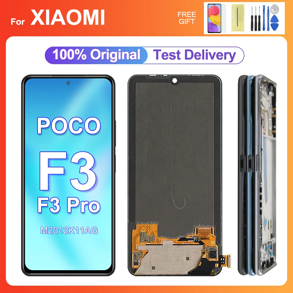 

6,67 "оригинальный экран для Xiaomi Poco F3, ЖК-дисплей, сенсорный экран, дигитайзер для Poco F3 Pro M2012K11AG, запасные части в сборе