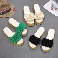fashion fish mouth high heel muffin thick sole set foot flower open toe fashion casual large size cool slippers new women shoes