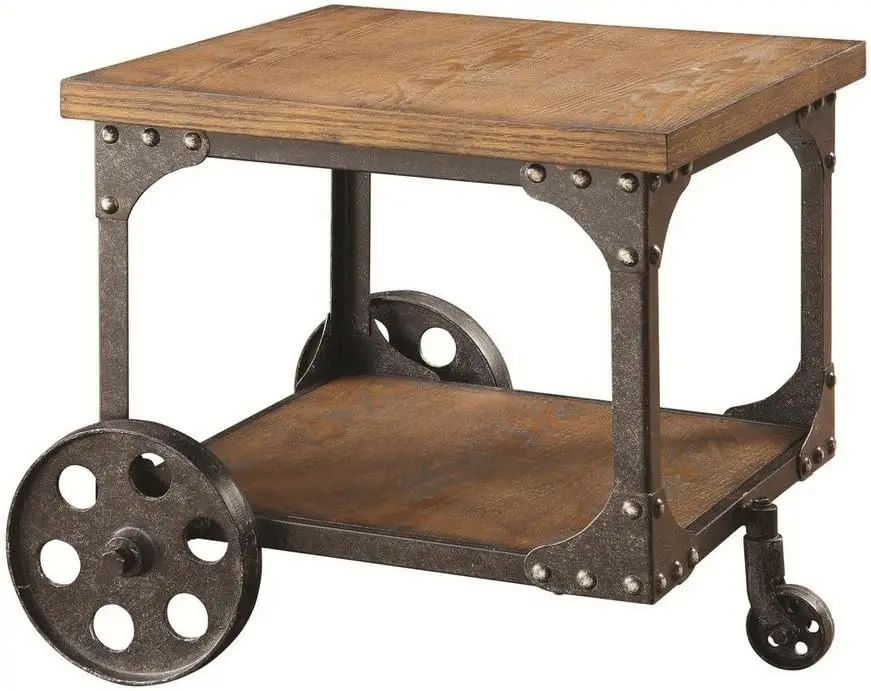 

End Table with Casters Rustic Brown