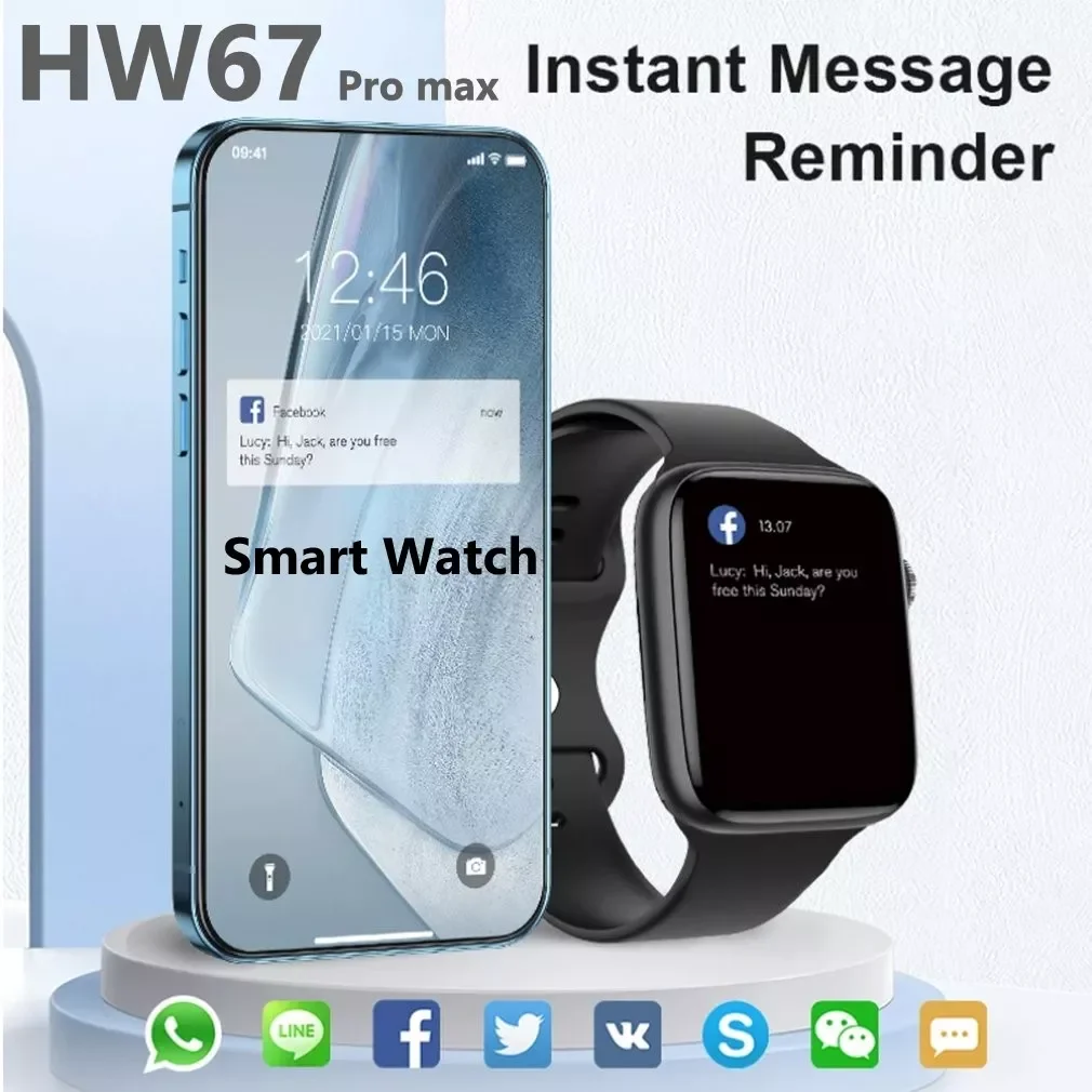 

New 2022 Smart Watch SmartWatch Men HW67 Pro Max Men NFC 1.9” Screen Bluetooth- Call Voice Assistant Pk W27 Pro