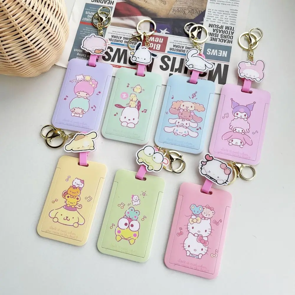 

Anime Sanrio My Melody Cartoon Cinnamoroll Keychain Work Bus Card Holder Plastic Lanyard Retractable Buckle Student Pendant Gift