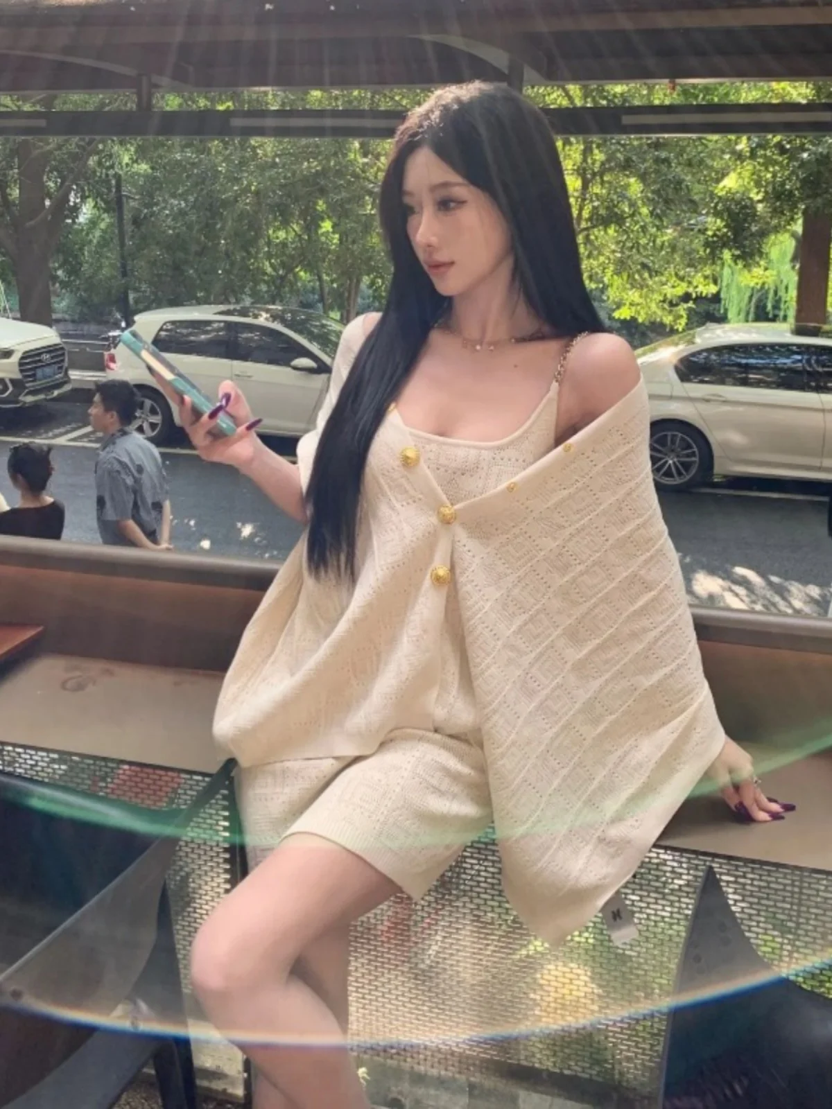 Высококачественный уникальный шикарный вязаный плащ верхняя одежда платье на