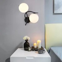 nordic modern iron wall lamps led bedroom bed lamp learning corridor room indoor wall lights glass ball decor light fixtures e27