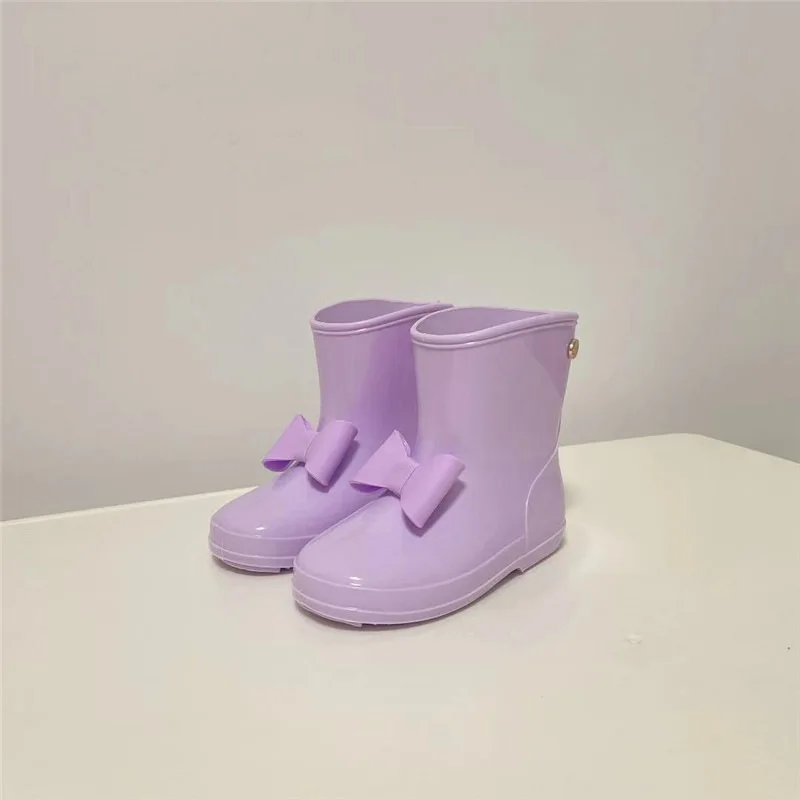 2023 New Children Waterproof Rain Boots Bowtie PVC Water Shoes Girls Soft Wellies Princess Boots For Rainy Days CR22