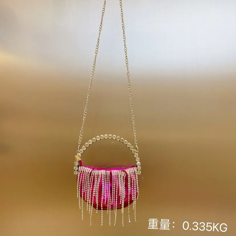 

Вечерние сумочки с кристаллами для женщин, миниатюрный клатч с бахромой со стразами, роскошная дизайнерская плиссированная сумка на плечо, ...