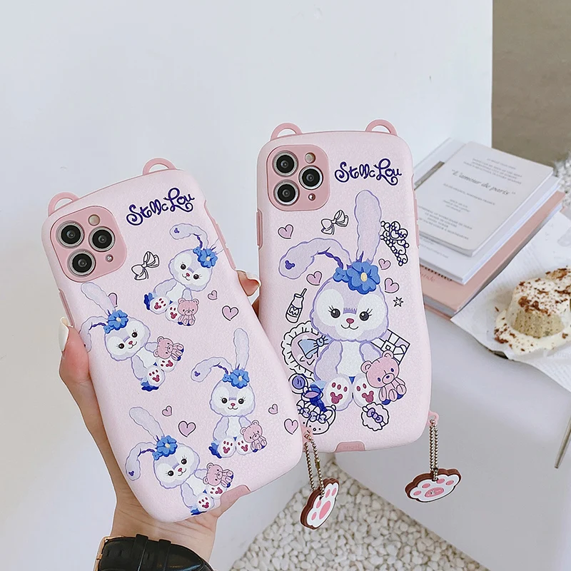 

Disney StellaLou Cartoon Pendant Phone Case For iPhone 13 12 11 Pro Max X XR XS Max 7 8 Plus SE Shockproof Soft Leather Cover