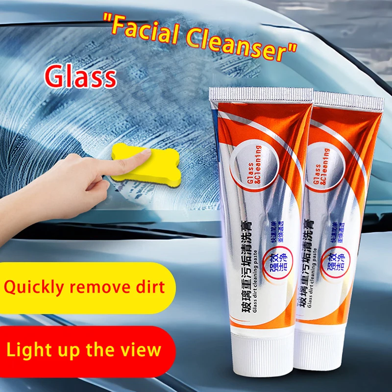 

50g Glass Oil Film Removing Paste Car Windshield Oil Film Cleaner Car Windshield Cleaner+Sponge Waterproof And Prevent Splash
