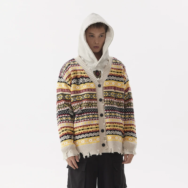 PFNW Американский винтажный мужской кардиган вязаные топы нишевый дизайн потертый