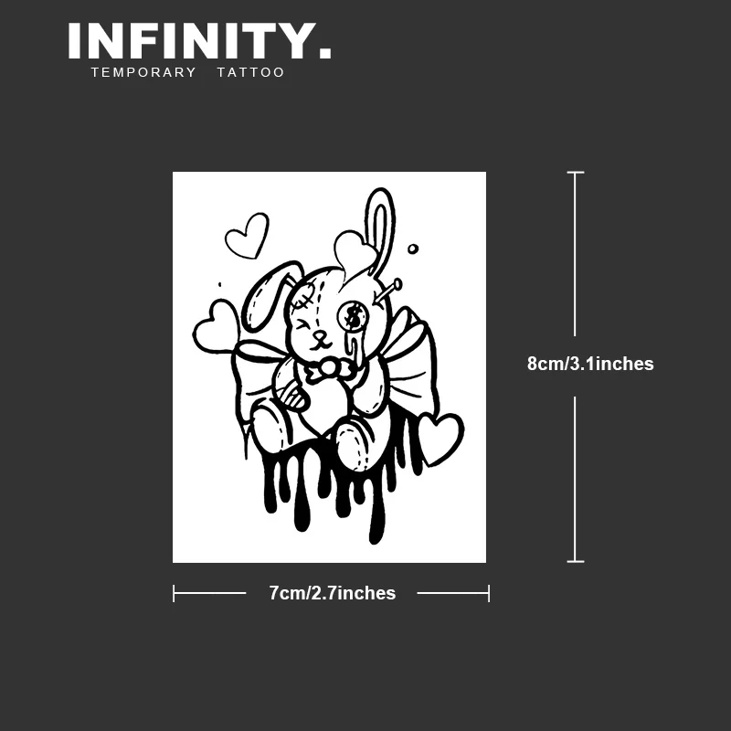 Временная татуировка-наклейка с мультяшным кроликом водонепроницаемая