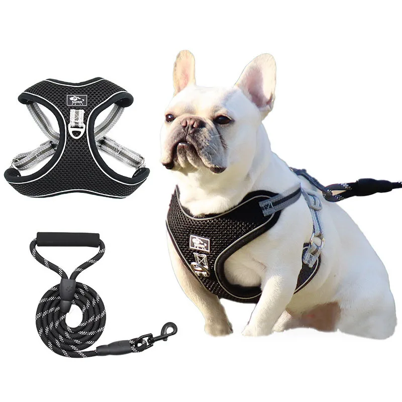 

Mesh Breathable Reflective Large Dog Harness Leash Suit Polyester Medium Big Dogs Vest Harness Cats Mascotas Pet Accessories