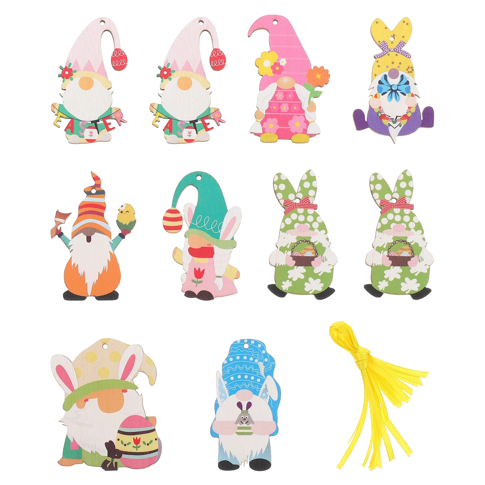 

10Pcs Easter Wooden Gnome Pendants Gnome Pendants Easter Party Hanging Decors