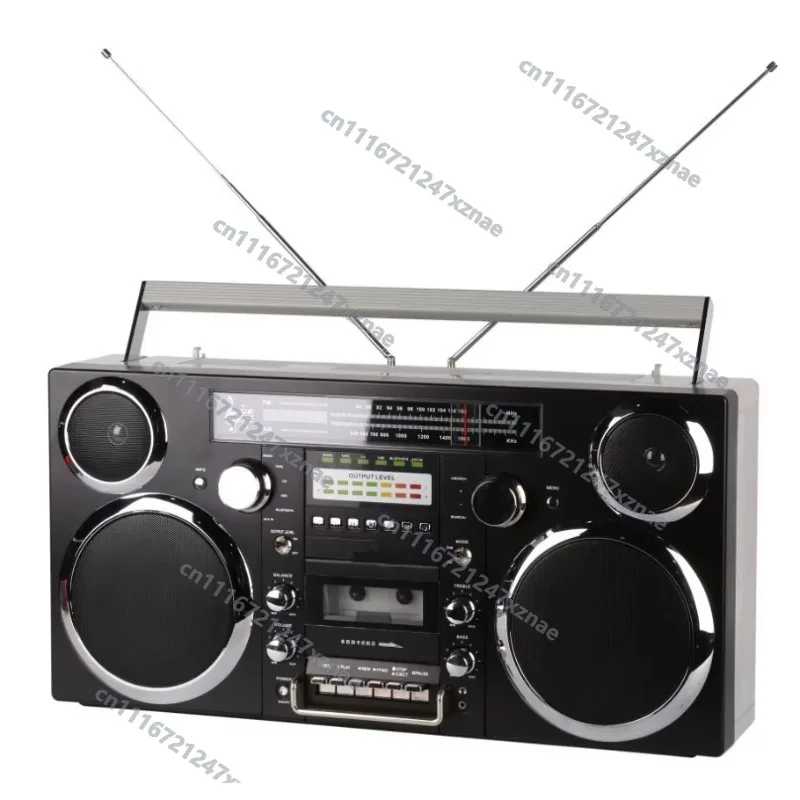 Фото GPO Brooklyn Boombox 80W Bluetooth 5.0 Портативный стерео проигрыватель компакт-дисков, кассетный рекордер, DAB/FM-радио, USB-зарядка, ретро-стиль №4