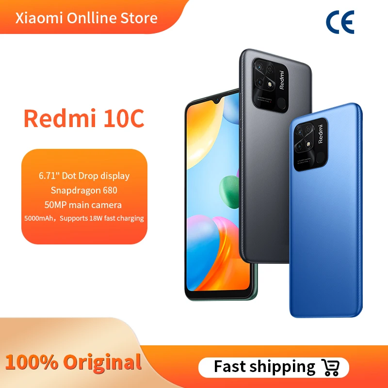 

【REDMI10C030 100$-30】Global version Xiaomi Redmi 10C NFC, 4GB 128G, Snapdragon 680 50MP quad camera 5000mAh 6.71 "FHD