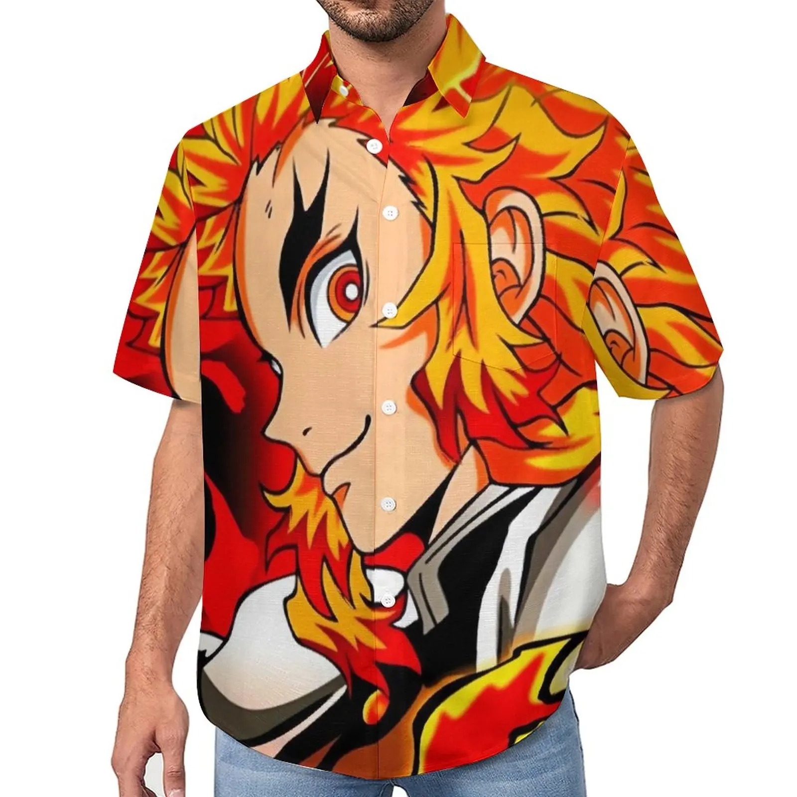 

Рубашка мужская пляжная свободного покроя с изображением рассекающего демонов