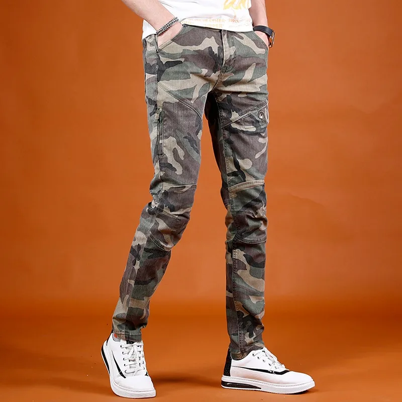 Camouflage Jeans Men Summer Straight Leg Pants 2022 New Streetwear Casual Army Green Denim Trousers