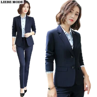 womens work wear suit women black navy blue uniform design pant suits office lady business formal 2 piece set blazer and pants