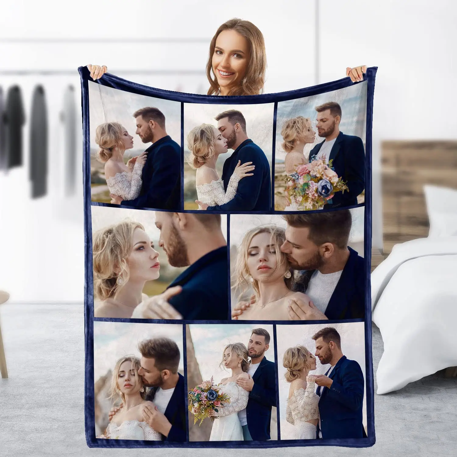 

Personalized Blanket With Photo Collage Text Custom Blankets Couple Lover Souvenir Gifts for Family Mom Customized Throw Blanket