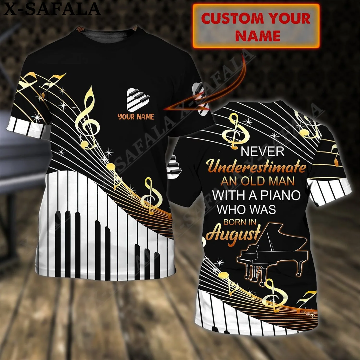 

Футболка Мужская/женская с круглым вырезом, Повседневная Удобная рубашка с 3D принтом фортепиано, музыка, молочное волокно, индивидуальный дизайн, лето