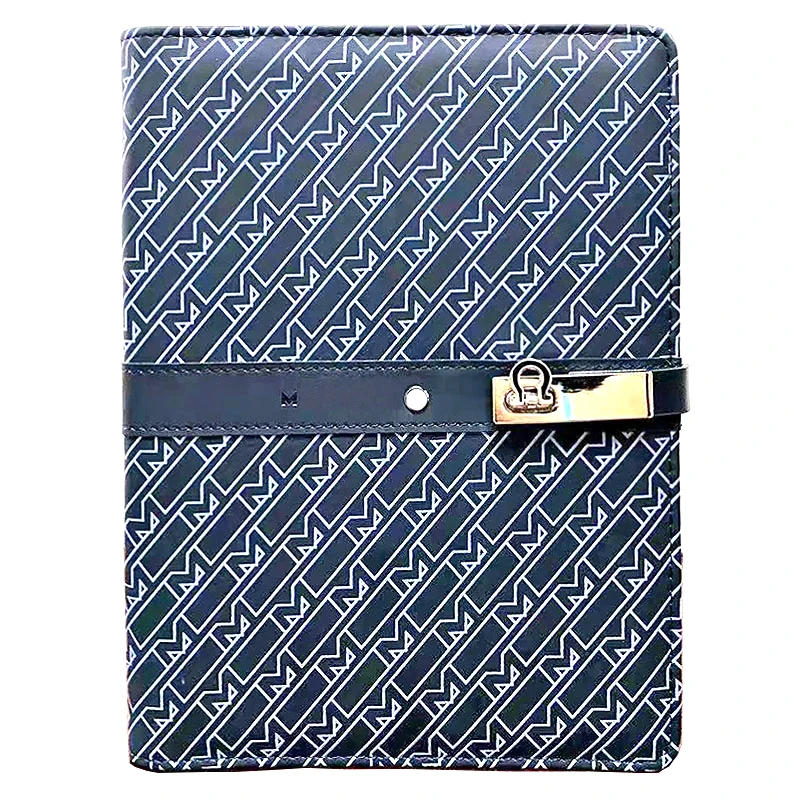 LAN Luxury MB Notebook  A5 Leather Letter M Checkered Design Cover & Quality Paper Chapters Unique Loose-leaf Writing Stationery