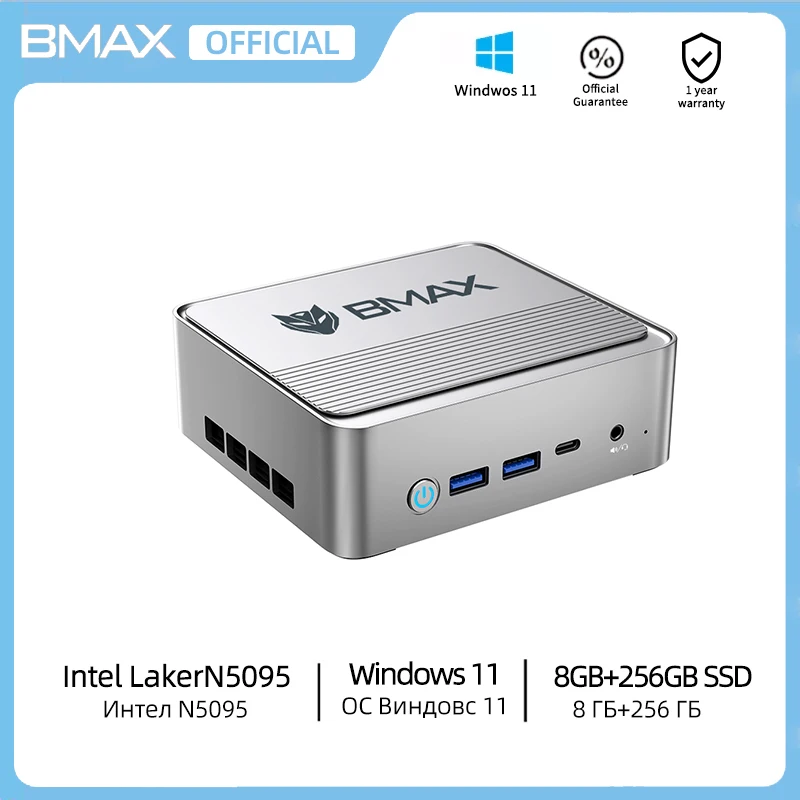 

Мини-ПК Bmax B3 PLUS Jasper Lake N5095, процессор DDR4 8 ГБ SSD 256 ГБ (hasta 2,9 ГГц) Windows 11 Pro Dual HDMI 2,0 × 2 / WiFi 5