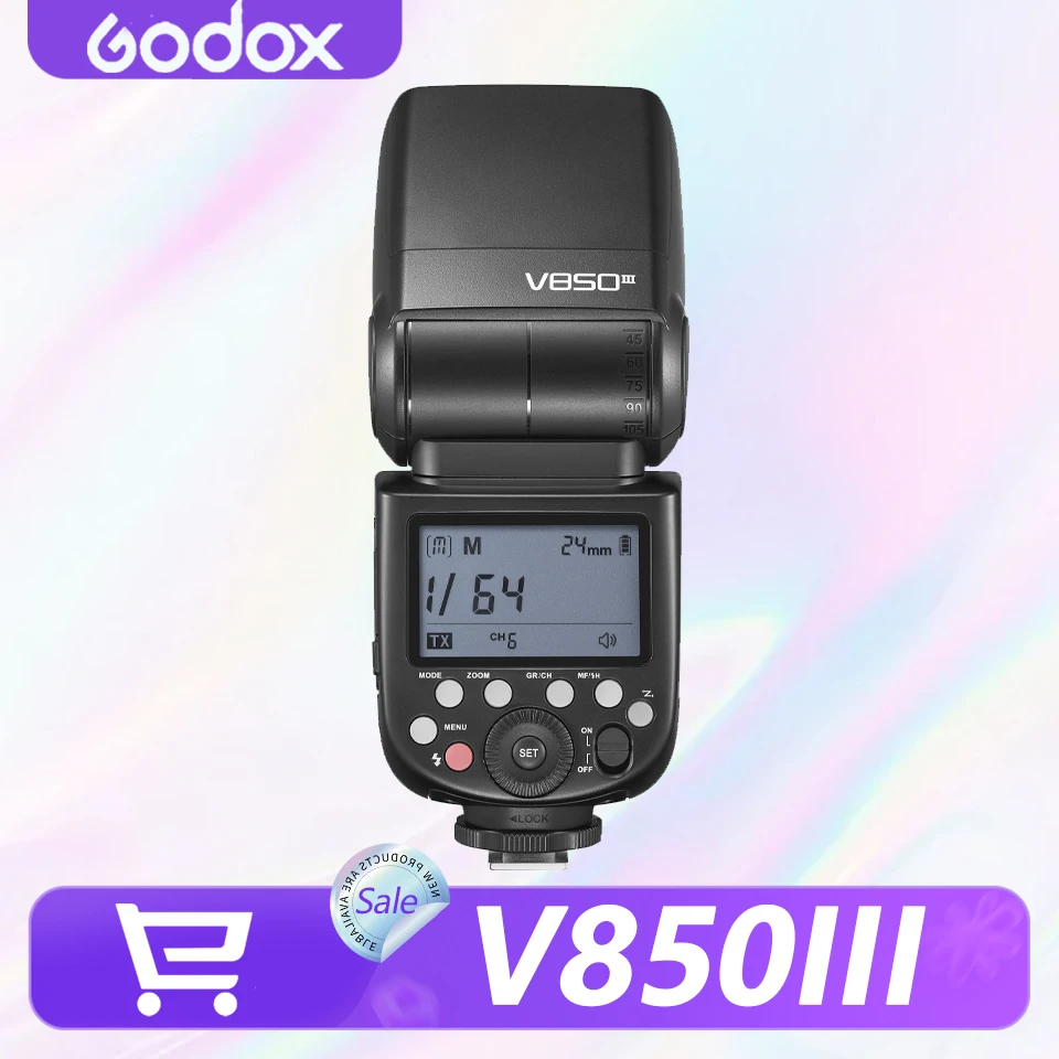 Фото Godox V850III GN60 Ручная вспышка 76 Вт·с 1/8000 с HSS 2.4G беспроводная связь 450 вспышек для Canon Nikon Sony Fuji Olympus №1
