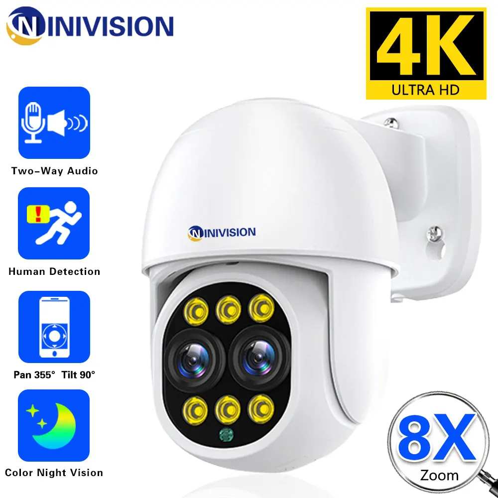 

4K 8MP PTZ Camera POE 8X Zoom SecurityOutdoor Color Night Vision Smart AI P2P Pan Tilt With Motion Detection Two Way Audio Cccam