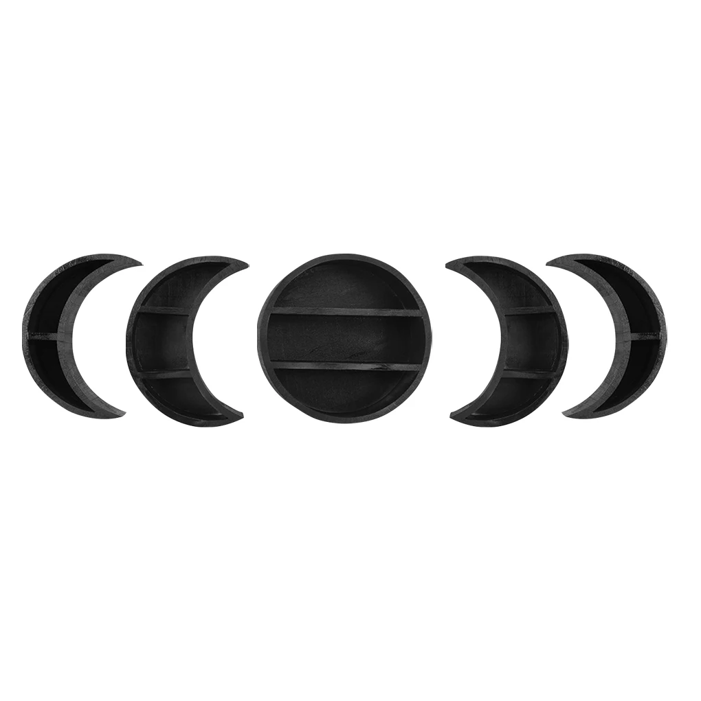 

5pcs Moon Wood Shelf Storage Wall Mounted Holder DIY Decoration Space For Bathroom Home Kitchen Boho Style Teen Room Decor 3pcs