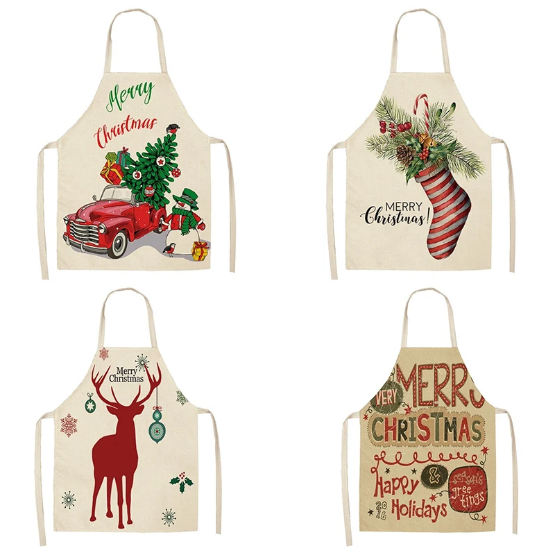 

Christmas Themed Printed Apron Apron Kitchen Sleeveless Apron Kids Kitchen Aprons for Woman Waist Linen Apron Waiter Apron Brief