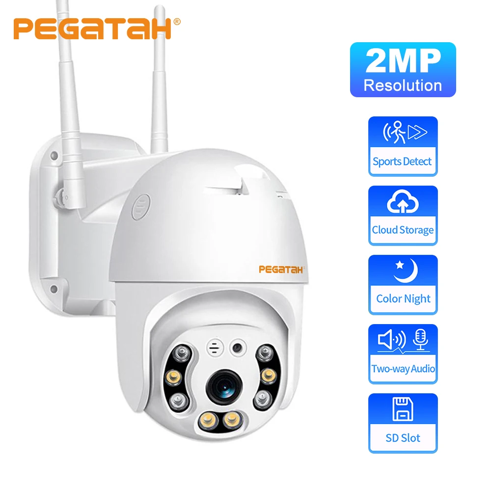 

PEGATAH 1080P Беспроводная PTZ-камера HD цветная ночное видение Wi-Fi IP-камера s наружная 2MP Ai автоматическое слежение CCTV камера видеонаблюдения