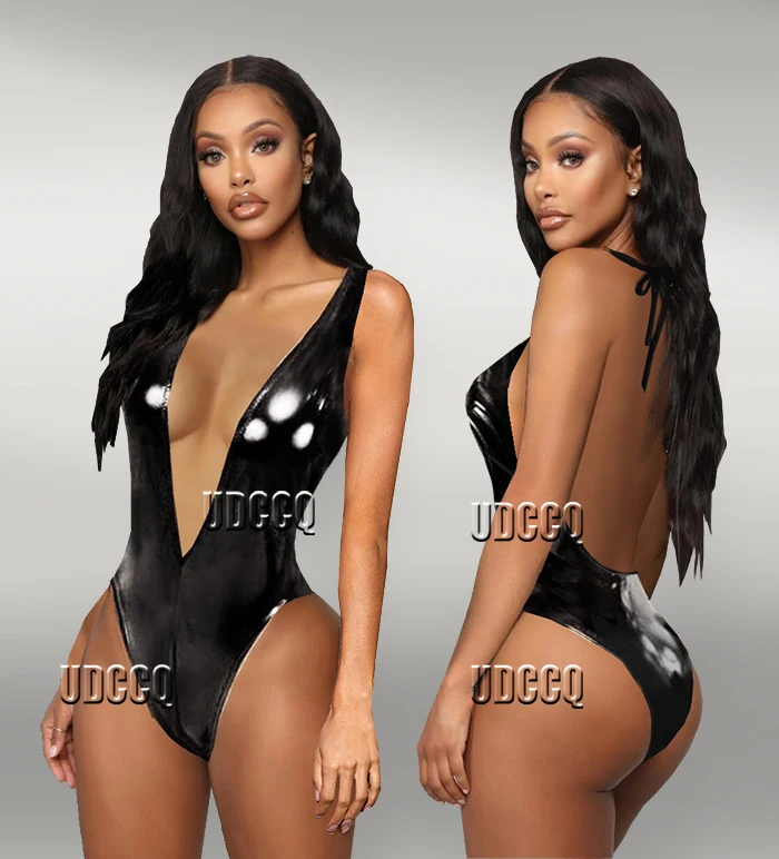 Пикантное блестящее металлическое нижнее белье из искусственной кожи ПВХ