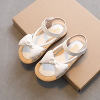 butterfly knot children sandals 2022 solid summer girls soft flat princess cute white rome shoes non slip for beach kids fashion