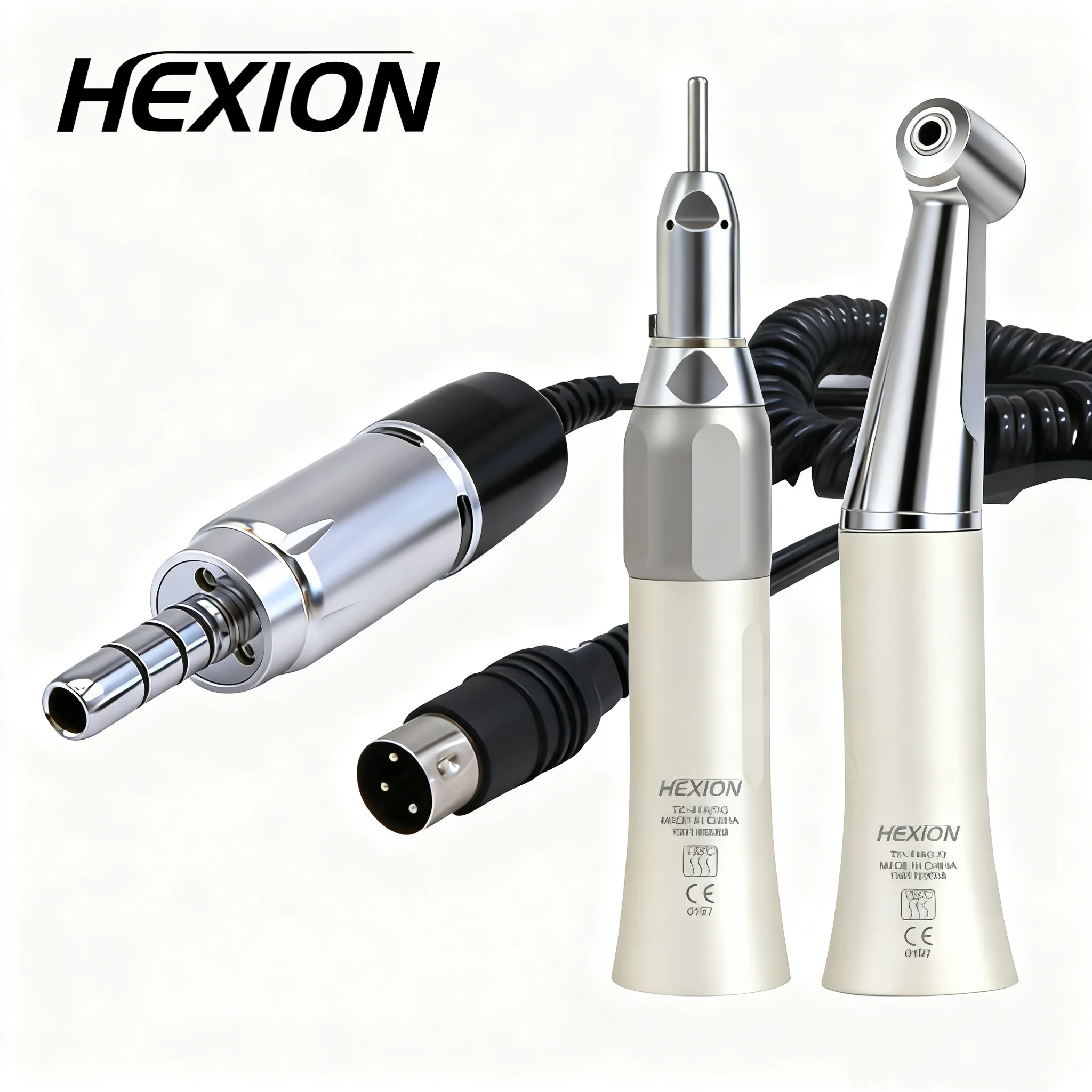Фото Набор стоматологических низкоскоростных микромоторов HEXION E-типа, 35000 об/мин, прямой/угловой наконечник соотношения 1:1, для электродвигателя для лабораторной полировки №3