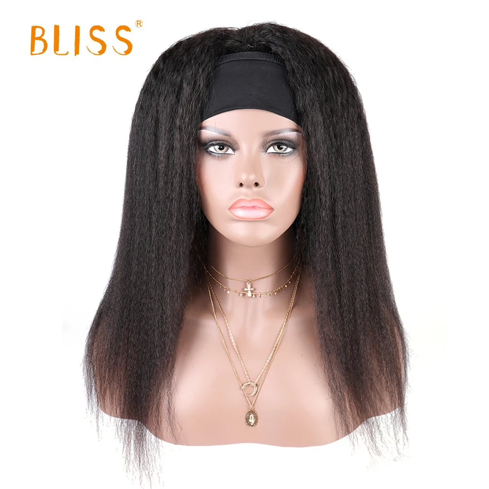 Women's Headband Wig Human Hair Straight Glueless Brazilian Wigs for Black Women Remy Full Mechanism Kinky Straight Headband Wig