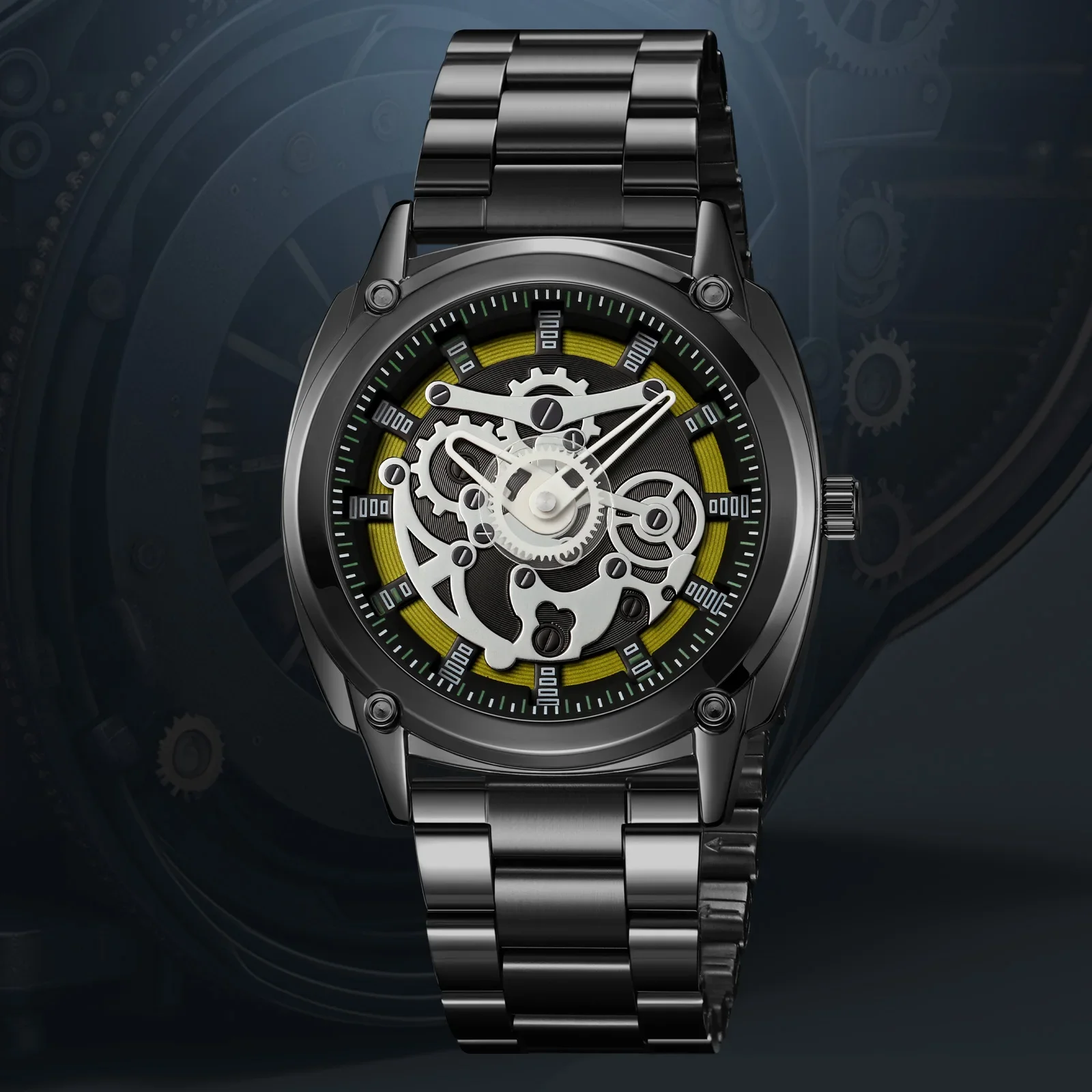 Мужские часы с циферблатом SKMEI 2293 водонепроницаемые кварцевые стальной полосой