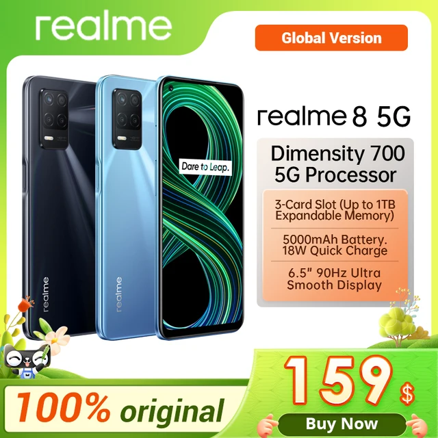 Global Version Realme 8 5G smartphone Dimensity 700 48MP Nightscape Camera 90Hz 6.5 1