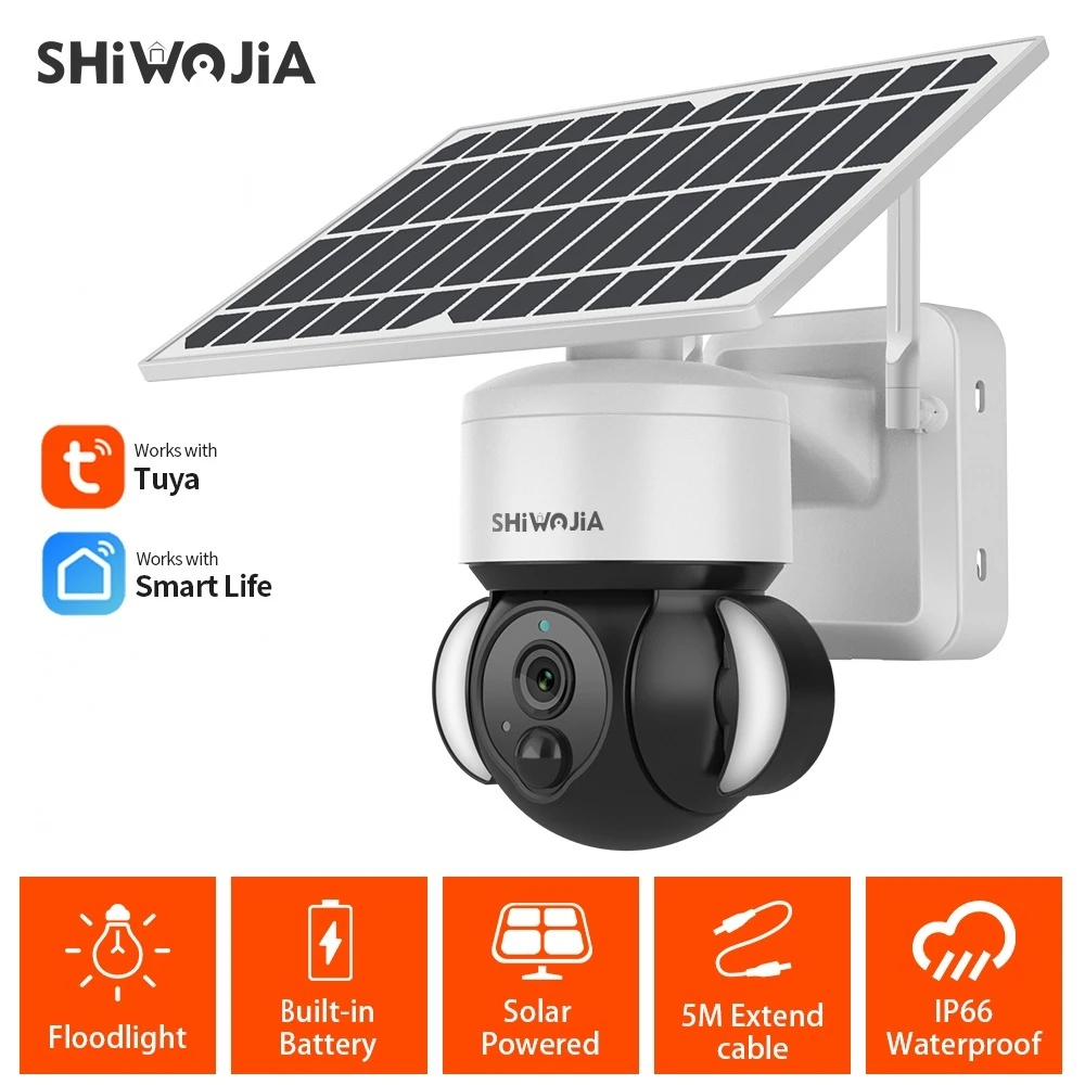 SHIWOJIA 2-мегапиксельная IP камера Tuya умная защита безопасности солнечная панель