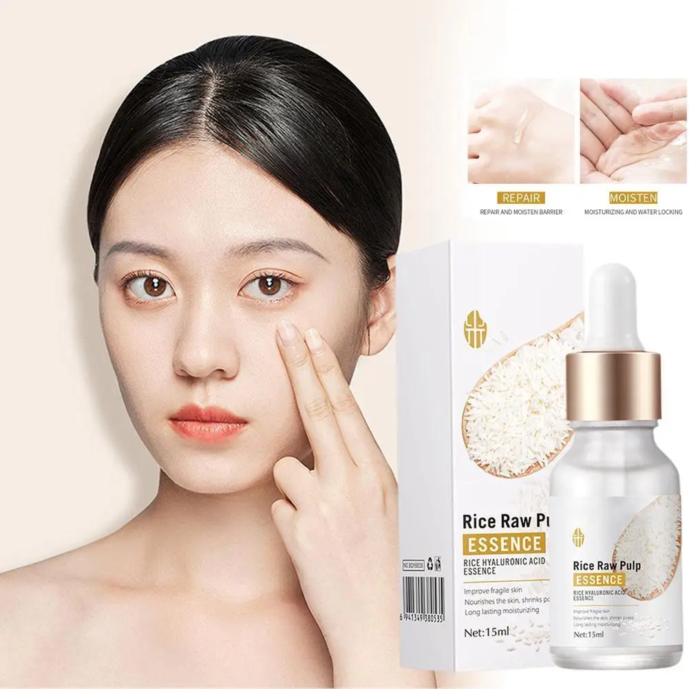 

White Rice Whitening Face Serum Shrink Pore Acne Treatment Skin Essence Care Serum Moisturizing Face Liquid 15ml Nourishing