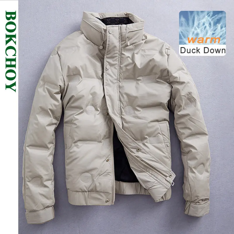 2022 Autumn Winter New Casual Keep Warm Men's Down jacket Simple Fashion 50% Gray Duck Down Thick Big Pockets Tops A9303