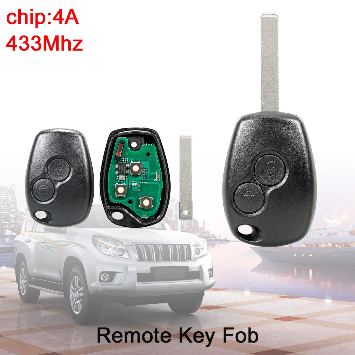 

2 Buttons 433MHz Keyless Remote Car Key Fob 4A Chip for Renault Trafic Twingo Symbol Dacia Duster Logan Sandero Vauxhall Vivaro