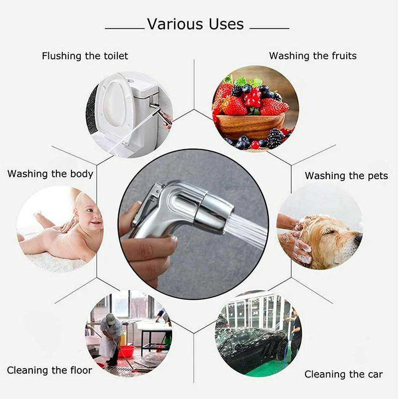 

1 Set Bidet Sprayer Toilet Bathroom Flush Handheld Shower Head Nozzle Hose Set Home Bathroom Bathtub Toilet Basin CLEANING