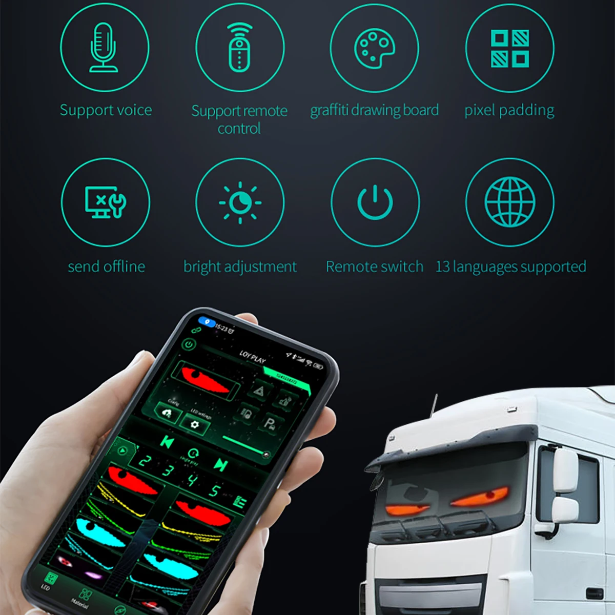 Грузовик DIY светодиодный глаз демона для моделирования автомобиля экран