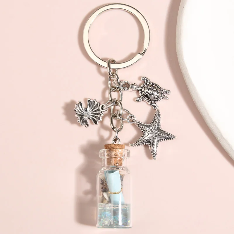 Брелок для ключей в виде морской ракушки черепахи звезды раковины дрифта бутылки