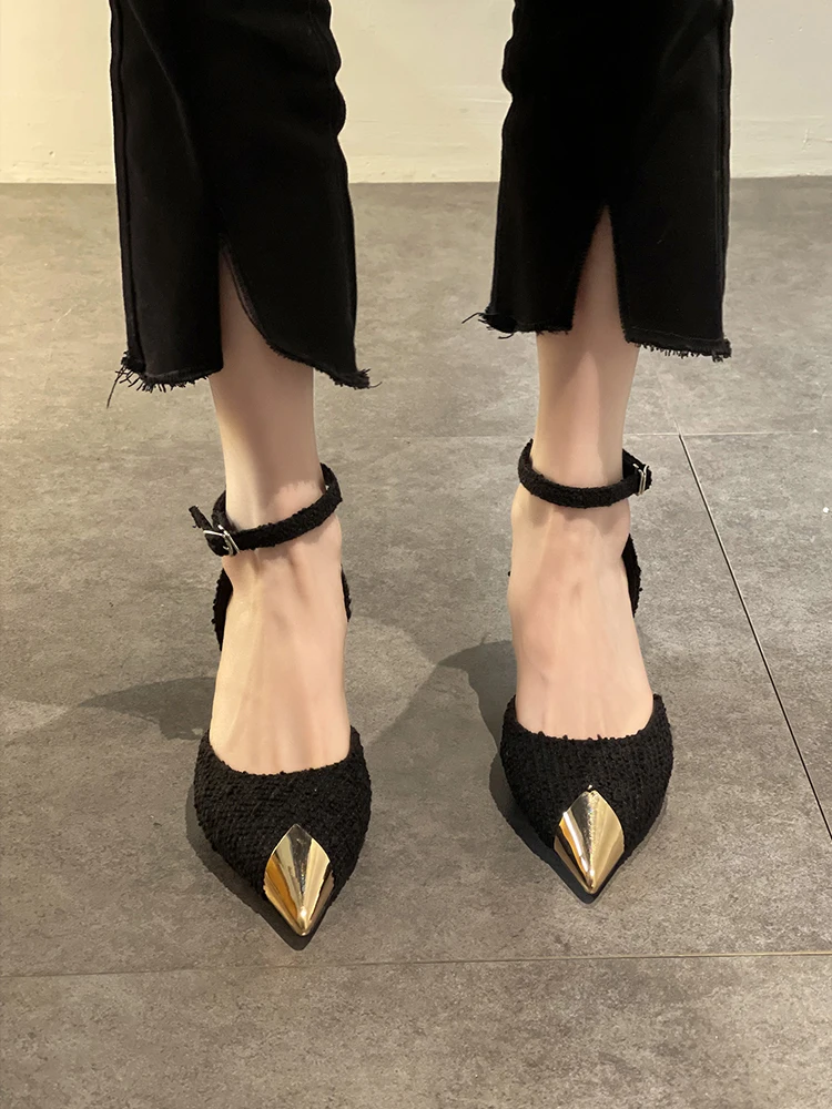 

Женские туфли на шпильке, весенние красные туфли с острым носком и открытым носком, с блестками, с бантом, для подружки невесты, 2022