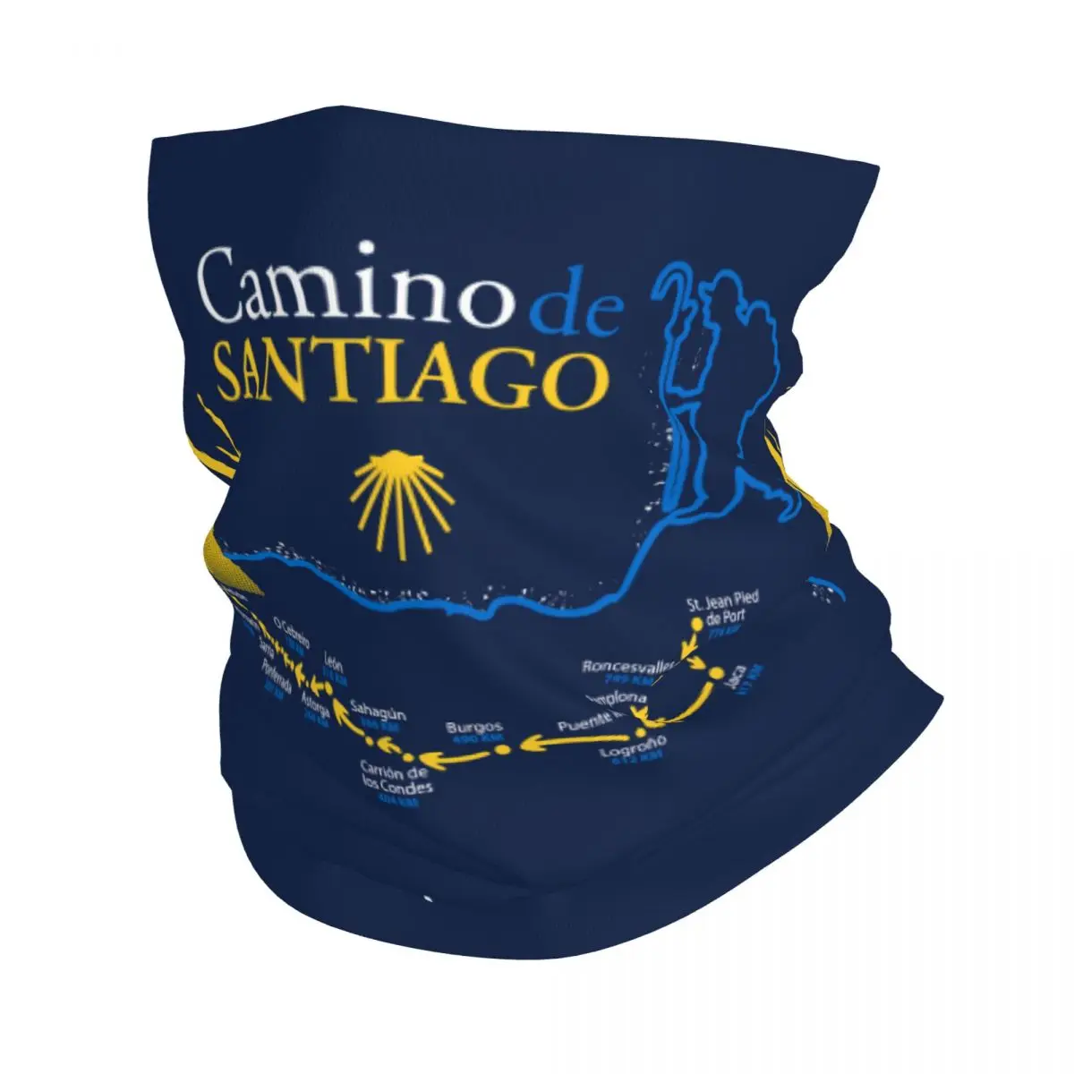 Бандана с картой Camino De Santiago на заказ зимняя теплая повязка шею женский
