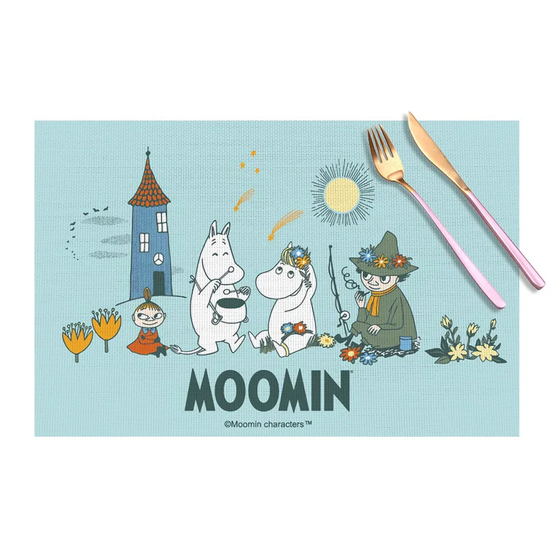 Фото Новинка! Милый мультяшный ПВХ-коврик Мумин для стола, нескользящая подставка для сервировки, коврик для западной кухни, для украшения домашнего кухонного стола №4