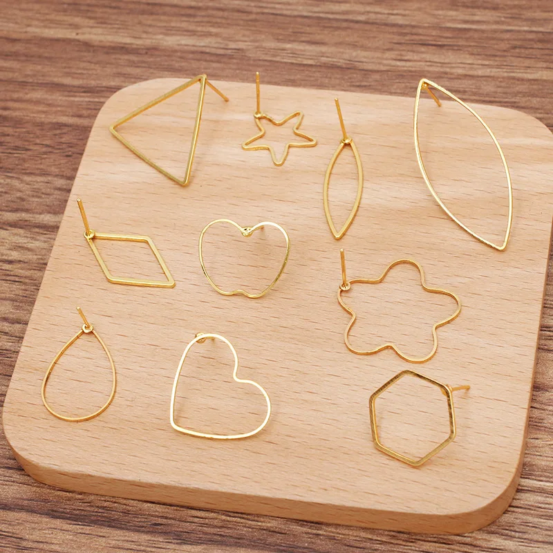 

50 шт. металлическая медная Геометрическая Серьга золотая серьга-гвоздик с покрытием игла из нержавеющей стали DIY ювелирных изделий для изготовления ювелирных изделий